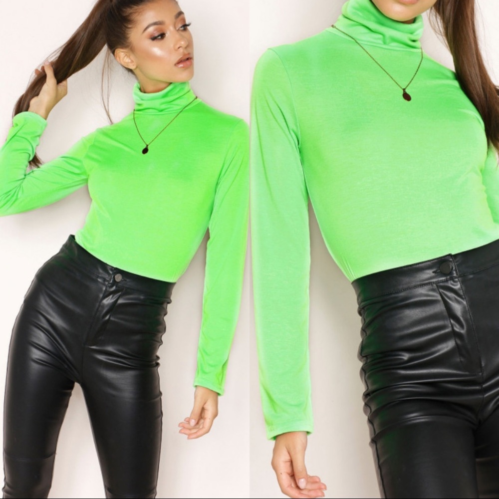 Missy Empire Neon Green Turtleneck